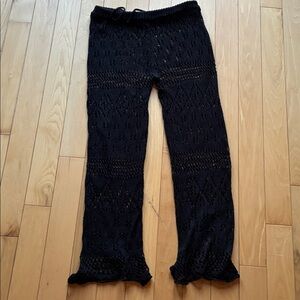 Crochet net like drawstring beach summer pants